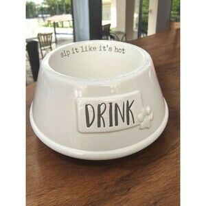 Mudpie "DRINK” Extra Large Big Dog Food Water Bowl Puppy Sip It like It’s Hot 8"
